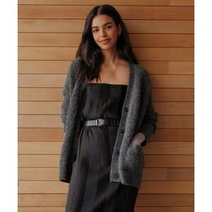 Jenni Kayne • Boucle Cocoon Cardigan Sweater Charcoal dark grey alpaca